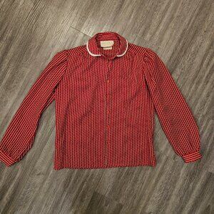 Vintage Red Patterned Blouse